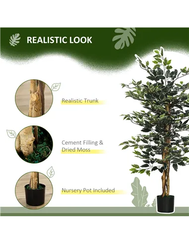 HOMCOM Set of Two Artificial Ficus Trees