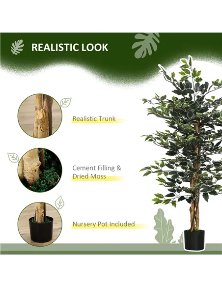 HOMCOM Set of Two Artificial Ficus Trees
