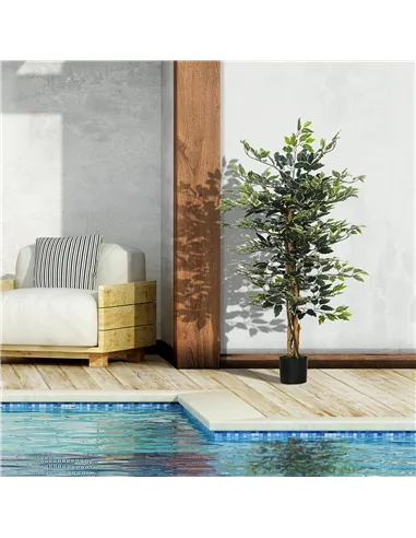 HOMCOM Set of Two Artificial Ficus Trees