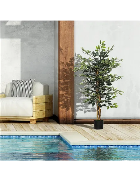 HOMCOM Set of Two Artificial Ficus Trees