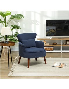 HOMCOM Corduroy Retro Accent Chair - Blue 2