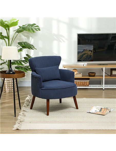 HOMCOM Corduroy Retro Accent Chair - Blue