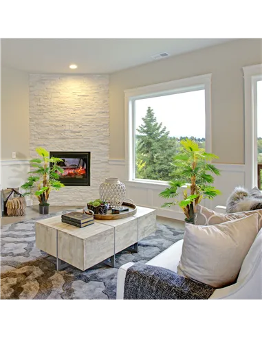 HOMCOM 2 Pack Artificial Plant Palm Tree in Pot, Fake Plants for Home Indoor Outdoor Decor, 135cm, Green