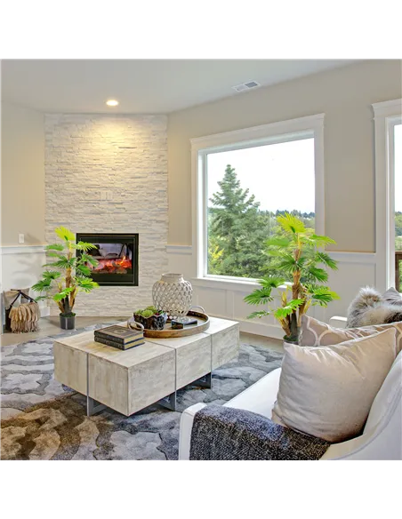 HOMCOM 2 Pack Artificial Plant Palm Tree in Pot, Fake Plants for Home Indoor Outdoor Decor, 135cm, Green