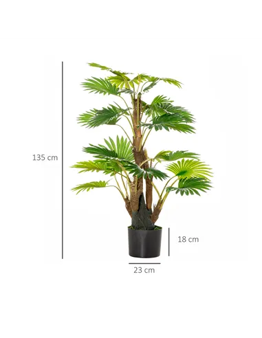 HOMCOM 2 Pack Artificial Plant Palm Tree in Pot, Fake Plants for Home Indoor Outdoor Decor, 135cm, Green