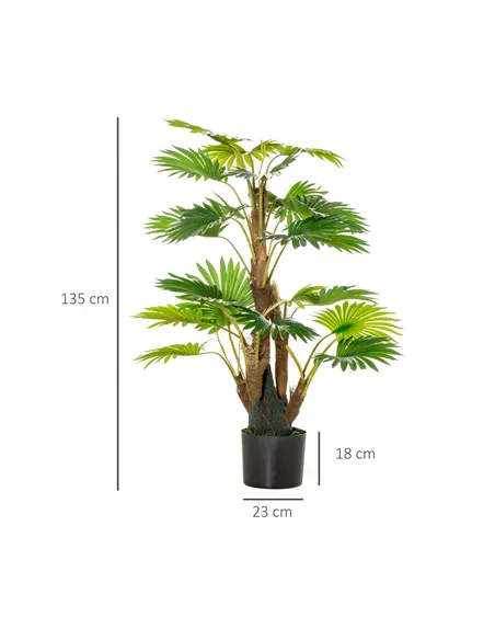 HOMCOM 2 Pack Artificial Plant Palm Tree in Pot, Fake Plants for Home Indoor Outdoor Decor, 135cm, Green