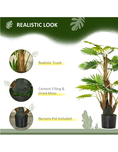 HOMCOM 2 Pack Artificial Plant Palm Tree in Pot, Fake Plants for Home Indoor Outdoor Decor, 135cm, Green