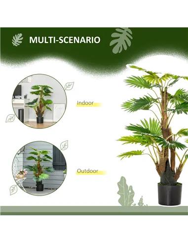 HOMCOM 2 Pack Artificial Plant Palm Tree in Pot, Fake Plants for Home Indoor Outdoor Decor, 135cm, Green