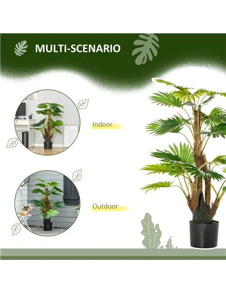 HOMCOM 2 Pack Artificial Plant Palm Tree in Pot, Fake Plants for Home Indoor Outdoor Decor, 135cm, Green