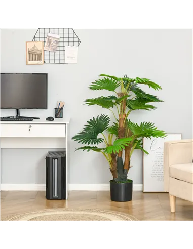 HOMCOM 2 Pack Artificial Plant Palm Tree in Pot, Fake Plants for Home Indoor Outdoor Decor, 135cm, Green