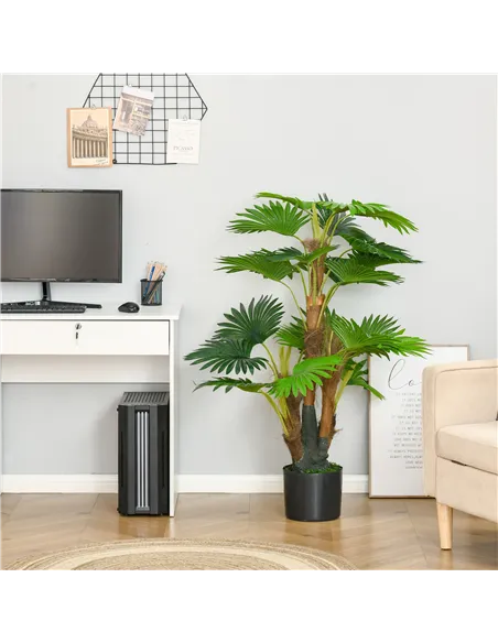 HOMCOM 2 Pack Artificial Plant Palm Tree in Pot, Fake Plants for Home Indoor Outdoor Decor, 135cm, Green