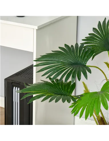 HOMCOM 2 Pack Artificial Plant Palm Tree in Pot, Fake Plants for Home Indoor Outdoor Decor, 135cm, Green