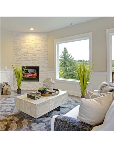 HOMCOM Set of 2 Artificial Plants Agave Succulent in Pot Desk Fake Plants for Home Indoor Outdoor Decor, 15x15x90cm, Green