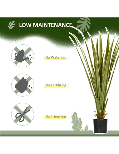 HOMCOM Set of 2 Artificial Plants Agave Succulent in Pot Desk Fake Plants for Home Indoor Outdoor Decor, 15x15x90cm, Green