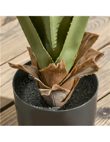 HOMCOM Set of 2 Artificial Plants Agave Succulent in Pot Desk Fake Plants for Home Indoor Outdoor Decor, 15x15x90cm, Green