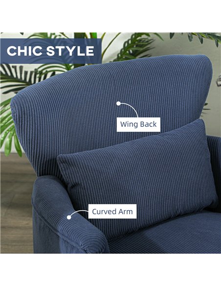 HOMCOM Corduroy Retro Accent Chair - Blue