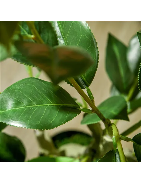 HOMCOM 2 Pieces Decorative Artificial Plants Camellia Flower with Pot, Fake Plant for Home Indoor Outdoor Decor, 95cm, Pink