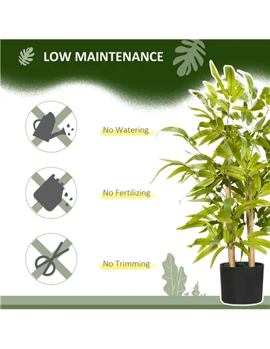 HOMCOM 2 PCs Artificial Plants Bamboo Tree in Pot Desk Fake Plants for Home Indoor Outdoor Decor, 15x15x60cm, Green