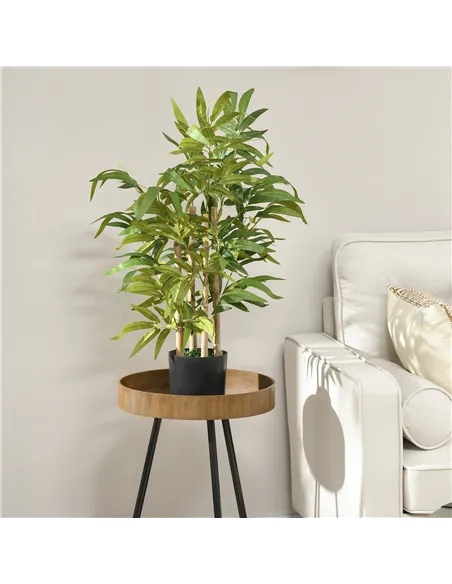 HOMCOM 2 PCs Artificial Plants Bamboo Tree in Pot Desk Fake Plants for Home Indoor Outdoor Decor, 15x15x60cm, Green