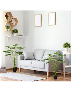 HOMCOM 2 Pack Decorative Artificial Monstera Plants in Pot Fake Plants for Home Indoor Outdoor Decor, 85cm, Green 2