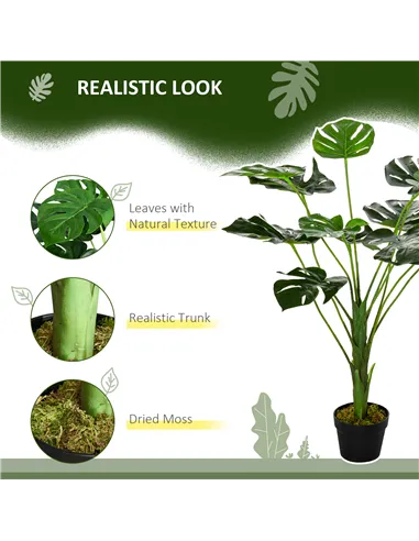 HOMCOM 2 Pack Decorative Artificial Monstera Plants in Pot Fake Plants for Home Indoor Outdoor Decor, 85cm, Green