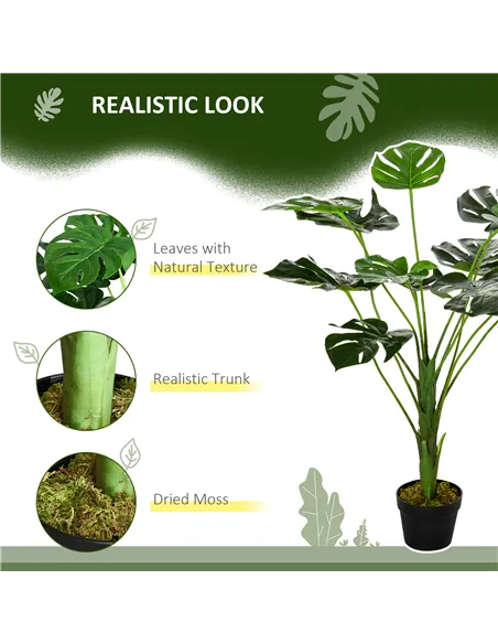 HOMCOM 2 Pack Decorative Artificial Monstera Plants in Pot Fake Plants for Home Indoor Outdoor Decor, 85cm, Green