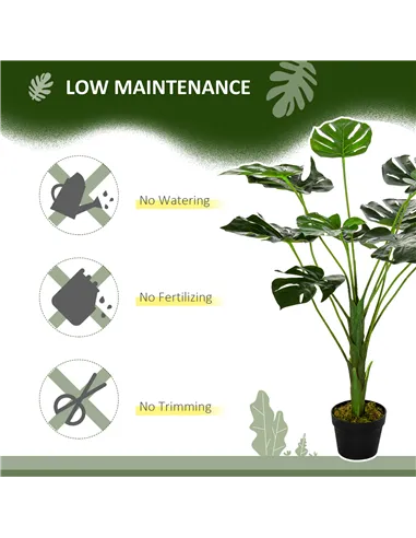 HOMCOM 2 Pack Decorative Artificial Monstera Plants in Pot Fake Plants for Home Indoor Outdoor Decor, 85cm, Green