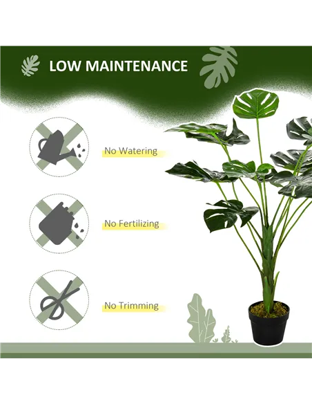 HOMCOM 2 Pack Decorative Artificial Monstera Plants in Pot Fake Plants for Home Indoor Outdoor Decor, 85cm, Green