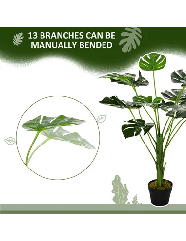 HOMCOM 2 Pack Decorative Artificial Monstera Plants in Pot Fake Plants for Home Indoor Outdoor Decor, 85cm, Green