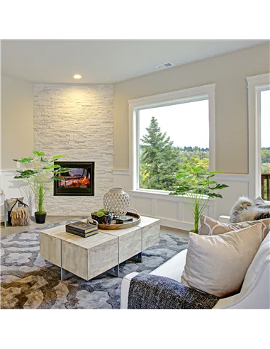 HOMCOM 2 Pack Decorative Artificial Monstera Plants in Pot Fake Plants for Home Indoor Outdoor Decor, 85cm, Green