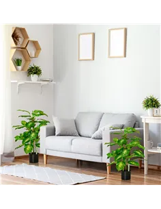 HOMCOM 2 PCs Artificial Evergreen Tree Fake Decorative Plant in Nursery Pot for Indoor Outdoor Décor, Green 2