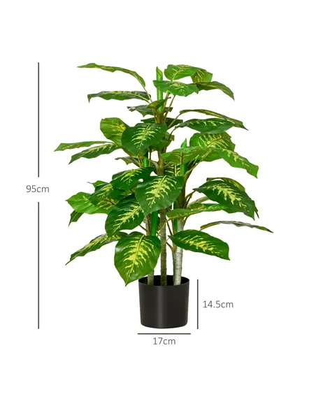 HOMCOM 2 PCs Artificial Evergreen Tree Fake Decorative Plant in Nursery Pot for Indoor Outdoor Décor, Green