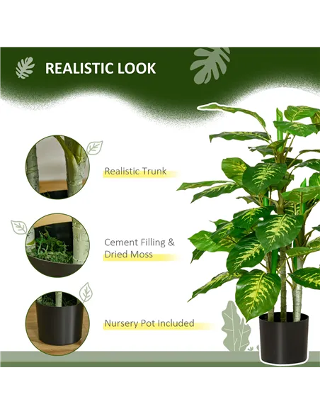 HOMCOM 2 PCs Artificial Evergreen Tree Fake Decorative Plant in Nursery Pot for Indoor Outdoor Décor, Green