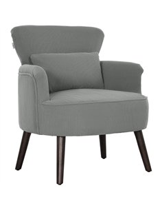 HOMCOM Corduroy Retro Accent Chair - Light Grey