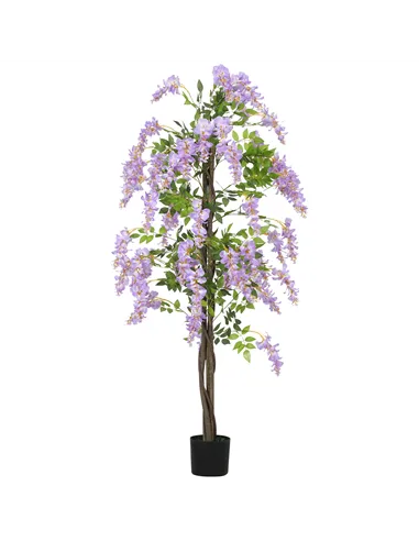 HOMCOM 180cm Ficus Artificial Tree, Fake Wisteria Tree in Nursery Pot, Indoor Greenery Tall Faux Floor Plant for Living Room Off