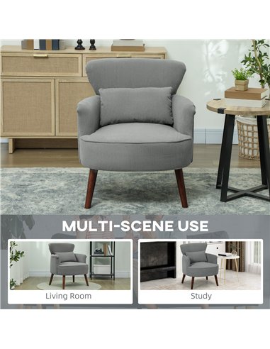 HOMCOM Corduroy Retro Accent Chair - Light Grey