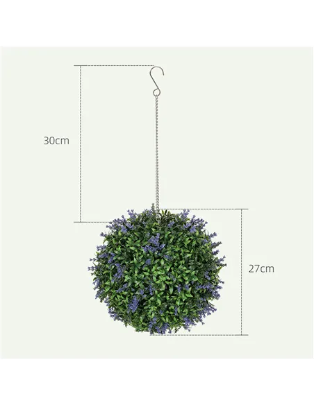 HOMCOM Set of 2 Artificial Plant Topiary Balls, UV-protected Fake Decorative Plants, Faux Plants for Home Indoor Outdoor Decor, 