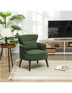 HOMCOM Corduroy Retro Accent Chair - Green 2