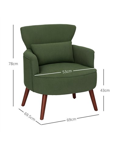 HOMCOM Corduroy Retro Accent Chair - Green