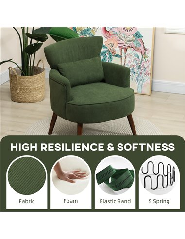 HOMCOM Corduroy Retro Accent Chair - Green