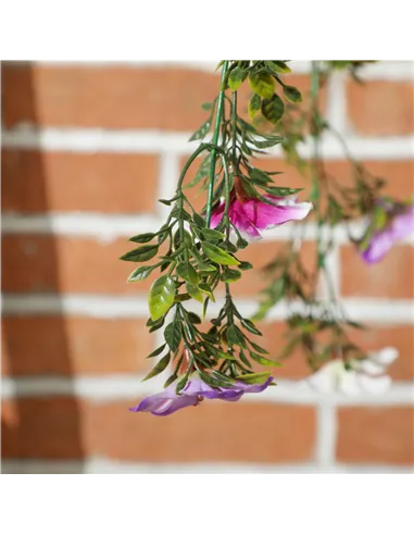 HOMCOM Set of 2 Decorative Artificial Plants, Faux Silk Azalea Flowers in Hanging Baskets, Fake Plants for Home Indoor Outdoor D