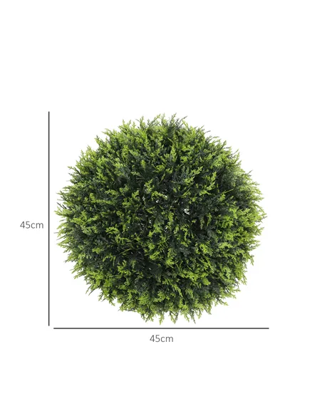HOMCOM Set of 2 Artificial Plant Topiary Balls, UV-protected Fake Decorative Plants, Faux Plants for Home Indoor Outdoor Decor, 