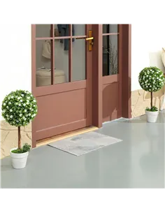 HOMCOM Set of 2 Decorative Artificial Plants, Ball Topiary Tree with Rose Flower in Pot, Fake Plants for Home Indoor Outdoor Dec 2