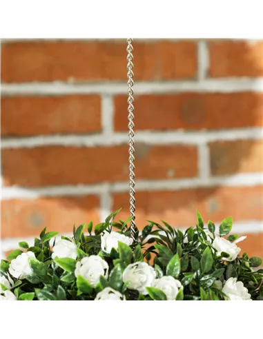 HOMCOM Set of 2 Decorative Artificial Plants, UV-protected Artificial Plant Topiary Rose Balls, Fake Plants for Home Indoor outd