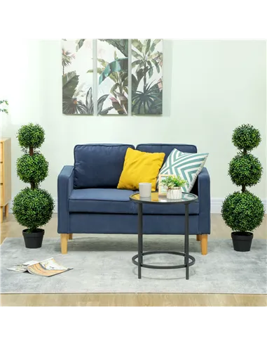 HOMCOM Set of 2 Decorative Artificial Trees, Topiary Ball-shaped Boxwood Trees in Pot, Fake Plants for Home Indoor outdoor Decor