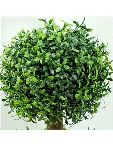 HOMCOM Set of 2 Decorative Artificial Trees, Topiary Ball-shaped Boxwood Trees in Pot, Fake Plants for Home Indoor outdoor Decor