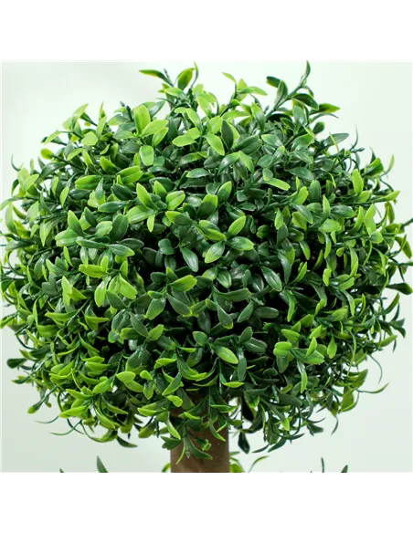 HOMCOM Set of 2 Decorative Artificial Trees, Topiary Ball-shaped Boxwood Trees in Pot, Fake Plants for Home Indoor outdoor Decor