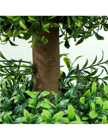 HOMCOM Set of 2 Decorative Artificial Trees, Topiary Ball-shaped Boxwood Trees in Pot, Fake Plants for Home Indoor outdoor Decor