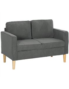 HOMCOM Small Two-Seater Corduroy Sofa - Grey