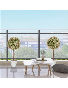 HOMCOM Set of 2 Decorative Artificial Plants, Murraya Flowers in Pot, Fake Plants for Home Indoor outdoor Decor, 60cm, Cream Whi 2